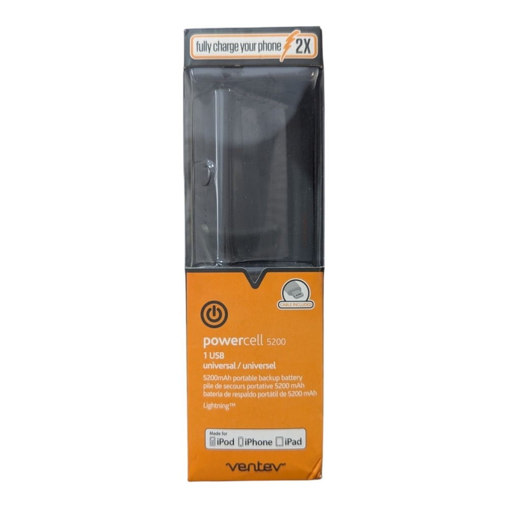 F2. Ventev PowerCell 5200 mAh Power Bank USB Charger for Apple iPhone iPad iPod